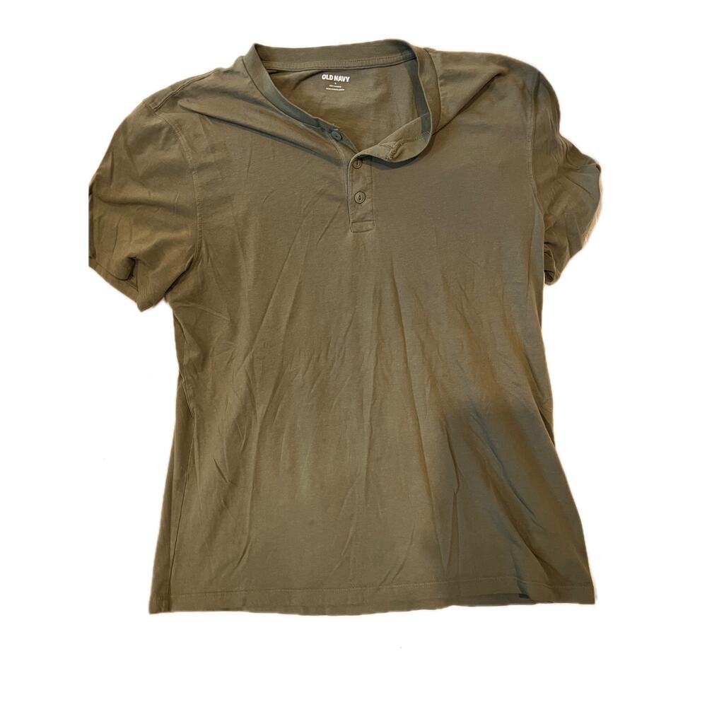 Old Navy Army Green 1/4 Button T-Shirt Mens L